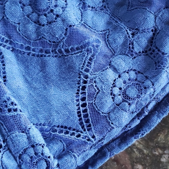 Blue lace woven and lined midi skirt - Picture 5 of 5